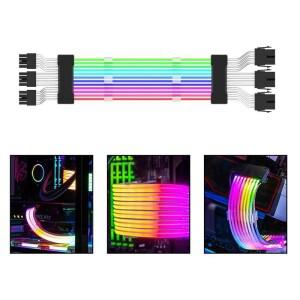 ARGB PSU 전원 공급 장치 연장 케이블 Flow ATX 24핀 PCIe GPU 듀얼 트리플 8핀 3x3 핀 코드 마더보드