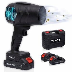 전자 및 자동차용 TEKOX 무선 에어 더스터 u2013 180,000 RPM 고출력, 충전식 21V 키보드 클리너 블로워, 배터리 2개 포함