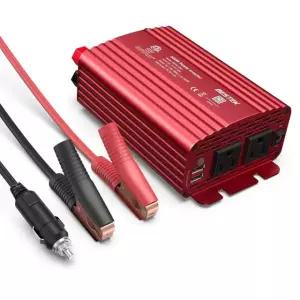 악어 배터리 클램프 4.8A 듀얼 USB 자동차 충전기 ETL이 포함된 BESTEK 500W 파워 인버터 DC 12V ~ 110V AC 컨버터 목록 Red