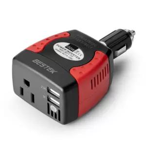 3.1A 듀얼 USB 충전 포트가 있는 BESTEK 150W 파워 인버터 12V ~ 110V 전압 변환기 자동차 충전기 전원 어댑터 Red