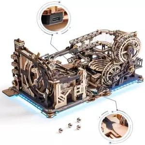 로우드 3D 퍼즐 3-in-1 나무 대리석 런 스페이스포트 LGC01 나이트 시티 LGA01 및 링크 팩 포함 - 성인 청소년을 위한 멋진 선물