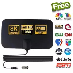 UHD안테나 TV 실내 지상파 수신기 안테나 HDTV 4K 1080P 신호 증폭기 스마트 디지털 500 마일 범위 4k