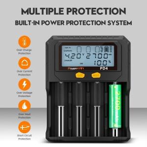 POWERKAN PD4 배터리 충전기, 18650, 26650/21700, IMR, 3.2V LiFePO4, Ni-MH, Ni-CD 충전식 적합