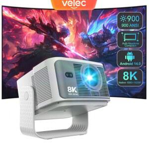 빔프로젝터 VELEC 900 ANSI 안드로이드 14 HY350 스마트 초점 휴대용 야외 비디오 시어터 자동 8K 홈 1080P 디코딩