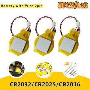 5PCS CR2032 배터리(와이어 포함) 2핀 노트북 마더보드 BIOS CMOS 분해 버튼 배터리 CR2016
