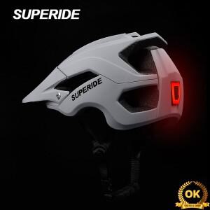 SUPERIDE 남성 MTB 자전거 헬멧 충전식 후미등 포함 인몰드 로드 산악 초경량 사이클링
