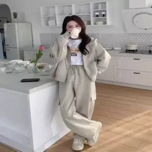 가을 캐주얼 투피스 여자긴팔트레이닝복세트 빅사이즈 맨투맨 트레이닝 세트 슬림핏 ible3