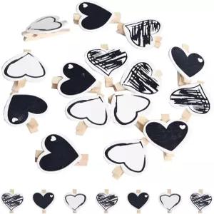 50Pcs 미니 나무 사진 클립 하트 모양 장식 공예 빨래집게 그림 걸이 디스플레이 DIY 홈 파티 생일 결혼식