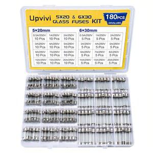 FAST BLOW GLASS FUSE ASSORTMENT KIT 24 VALUES FUSES 250V 5X20MM 0.5A 1A 2A 3A 4A 5A 6A 7A 8A 10A 15A 20A 6X30MM 20A TUBE ㅣTM