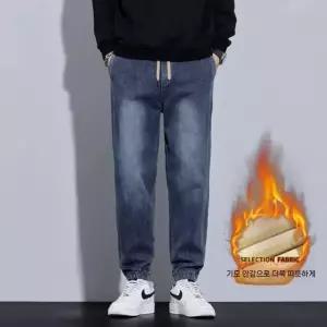 훌리오 남자데님배기팬츠 가을 겨울 기모배기스판일자 청 바지 UNO3