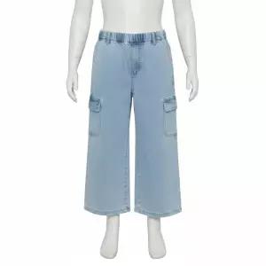 내셔널지오그래픽 키즈 K251GPT030 여아 와이드 카고 데님팬츠 BLUE 5009311114