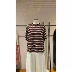 재고소진 BCBG 라운드 스트라이프 티셔츠 B6B5X441