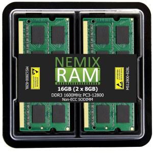 NEMIX RAM 16GB(2X8GB) DDR3 1600MHZ PC312800 2RX8 1.35V 204핀 비ECC SODIMM 노트북 메모리 키트 애플호환 PRO IMAC MAC MINI와 호환됩니다 V8X