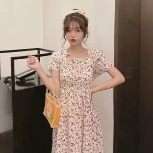 여자 20대 여름 데이트 룩 잔꽃 플라워 쉬폰 원피스 러블리원피스사이트 (WF2DB01)