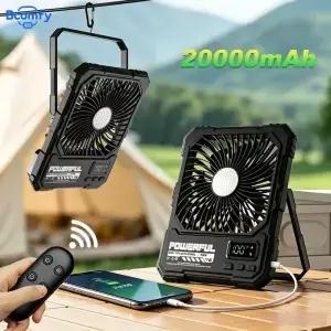 책상용 선풍기 20000mAh 휴대용 캠핑 충전식 무선 텐트 천장 00단 속도 LED 조명 머 미니 벽걸이