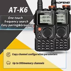 바오펑 ATK6 무전기 5W 트라이밴드 VHF/UHF 항공밴드 채널 무선 주파수 복사 기능 타입C 충전 장거리 햄