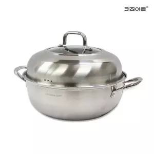 [키친아트] 퀸즈 바닥3중 IH 인덕션가능 스텐레스 해물 찜냄비 찜솥..