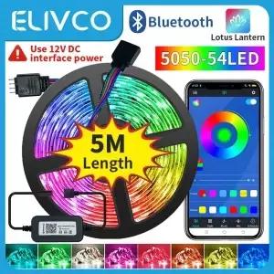 로터스 랜턴 스마트 블루투스 라이트 스트립 5M 2V 5050 RGB LED APP 원격 제어 거실 침실 게임 룸