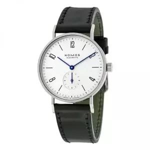 Nomos 노모스 탕겐테 아연 도금 화이트 다이얼 블랙 가죽 남성용 시계