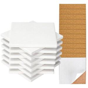 공예용 코스터용 콜로비스 12팩 세라믹 타일, 나만의 코스터, 빈 4인치 DIY 있는 아크릴 디커플링 패드가 페인팅 메이크 프로젝트, 미광택 백 붓기용 코르크 정사각형