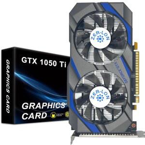 ZER-LON GeForce GTX 1050 Ti 게이밍 그래픽 카드, 4GB GDDR5 128비트 1291MHz DP HDMI DVI 출력 GPU, PCI Express 3.0으로 오피스 및 PC 게이밍을 위한 최대 4K 비디오 카드 지원