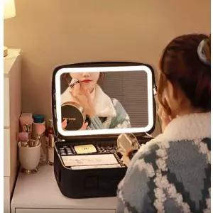 소형 메이크업 보관함 박스 여행 조명 케이스 LED 여행용