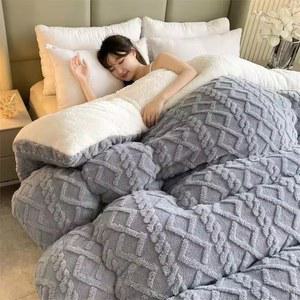 침대를위한 하이 엔드 두꺼운 인공 캐시미어 가중 양고기 따뜻한 겨울 담요 이불 따뜻함