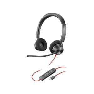 PLANTRONICS - BLACKWIRE 3320 USB-A 붐 장착된 연결할 수 줌 헤드셋 있는 유선, 또는 마이크가 듀얼 MAC 함께 팀, 등과 휴대폰에 이어(스테레오) 작동합니다 PC,