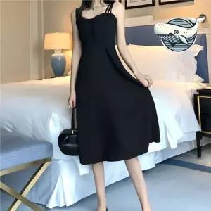 여성용 블랙 민소매 오프숄더 원피스 데이트 블랙원피스 나시원피스 롱원피스