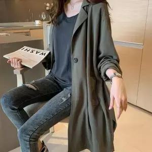 여자린넨자켓 여성 린넨자켓 카라 긴팔 가벼운 롱자켓 긴자켓 코디