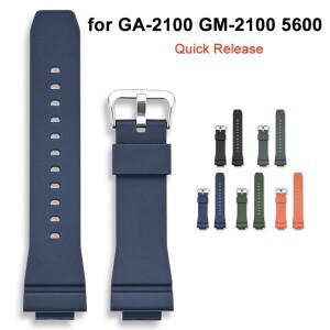카시오 G-Shock GA-2100 GM-2100 GM-5600 퀵 릴리스 남성 방수 스포츠용 교체 시계 밴드 팔찌 고무 수지 호
