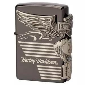 ZIPPO 지포 라이터 할리 데이비슨 일본 한정 3면 연속 가공 이온 코팅 블랙 ×