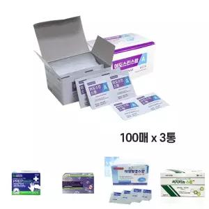 이도스킨스왑A 일회용알콜솜 100매 3통/솜/상처/소독/일회용/알콜/알코올/스왑/티슈/거즈/보건실/양호실