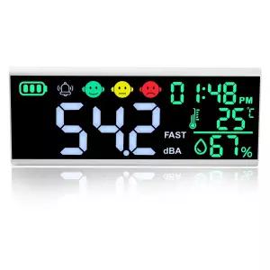 데시벨 미터 13인치 30~130dB 음량계 대형 LCD 디스플레이 벽걸이 소음 수준 감지기 모니터링 장치 시간
