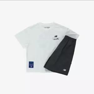 뉴발란스키즈(NB Kids) ALL PLAY쿨터치 반팔티 + 우븐 스트레치 팬츠 셋업 NK9YG2504U(60)Charcoal