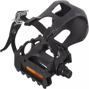실내 자전거 및 실외 위한 토 클립 케이지와 스트랩이 있는 DRBIKE 페달 MTB 마운트 고정식 1쌍 합금 PP