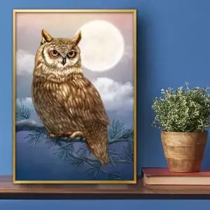 부엉이그림 액자 A3 OWL10 풍수그림 돈들어오는 재물운 금전운 (W4F47A5)