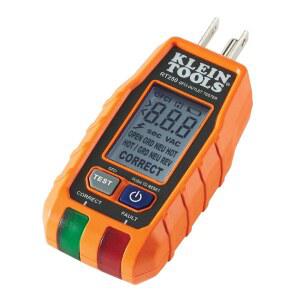 클라인 툴즈 RT250 GFCI 콘센트 테스터(LCD 표준 전기 리셉터용 포함), 디스플레이 3와이어 120V 테스터 전압