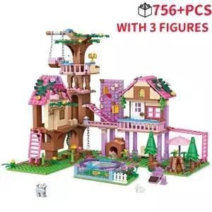크리 에이 티브 여자 친구 우정 집 빌딩 블록 여름 Treehouse 캠핑 모델 클래식 의 공주 벽돌 선물