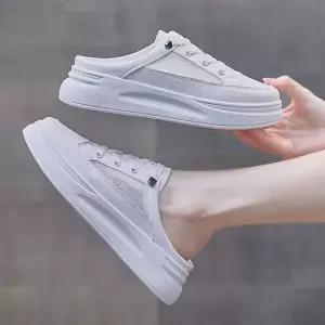 [무료배송] 여성 화이트 3CM 키높이 쿠션 메쉬 뮬스니커즈 블로퍼