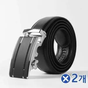 TBZ 남성정장코디 자동버클 메탈블랙 가죽벨트 115cmx2개 허리띠