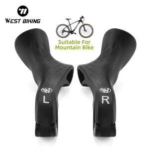 웨스트 바이킹 MTB 숏 바 엔드 엄지 받침대 형광 멀티 앵글 경량 보조 핸들 (바 플러그 포함) 산악 자전거