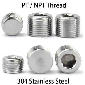 PT/NPT 1/16 1/8 1/4 3/8 1/2 3/4 1 2인치 수나사 304SS 내부 육각형 소켓 알렌 헤드 볼트 엔드 캡 플러그