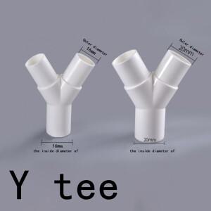 PVC 플라스틱 Y 형 티 포크 워터 파이프 드립 박스 조인트 16mm/20mm 1피스