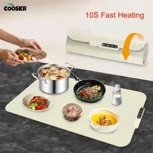 전기 히팅 플레이트 음식 워머 매트 실리콘 식탁 빠른 가열 커피 히터 트레이 접이식