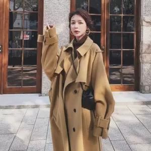 울코트 미디움 롱 도톰 겨 모직 무릎에 코트 루즈핏