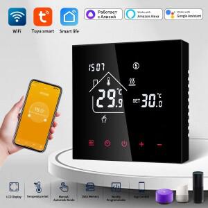 Tuya WiFi 스마트 온도 조절기 LCD 디스플레이 터치 스크린 가스 보일러 온도/전기 바닥 난방워터 원격 제