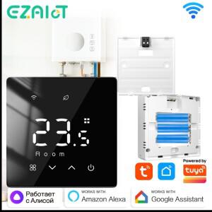 스마트 무선 가스 보일러 온도 조절기 Tuya WiFi Zigbee 일일 프로그래밍 가능 배터리 구동 Alexa Google H