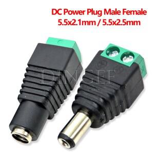 5피스 남성과 여성 DC 전원 플러그 5.5x2.1MM 12V 24V 잭 어댑터 커넥터 CCTV 2.5