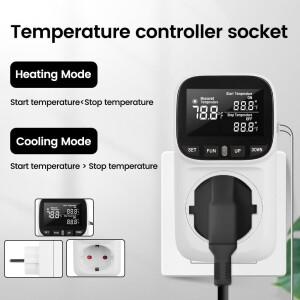 LCD 디지털 온도 조절기 16A EU 플러그 난방 냉각 소켓 타이머 센서가있는 고정밀 콘센트